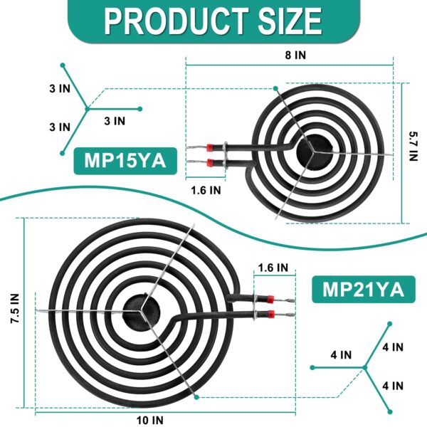 5304430149 5304430150 Black Porcelain Drip Pan Set & MP22YA Electric Range Burner Element Unit Set by Cenipar-Compatible with Frigi-daire Ken-more Cros-ley Tap-pan Range Oven/Stove - Image 6