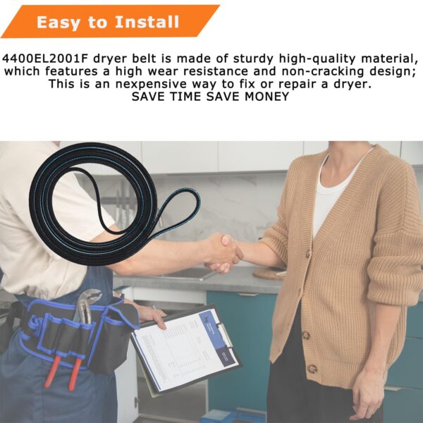 (𝟐𝟎𝟐𝟔 𝐍𝐄𝐖)4400EL2001F Dryer Drum Belt Compatible With Kenmore GE LG Dryer Replacement Part 4400EL2001A 4400EL2001C 4400EL2001E AP5972814 PS11705916 EAP11705916 - Image 6