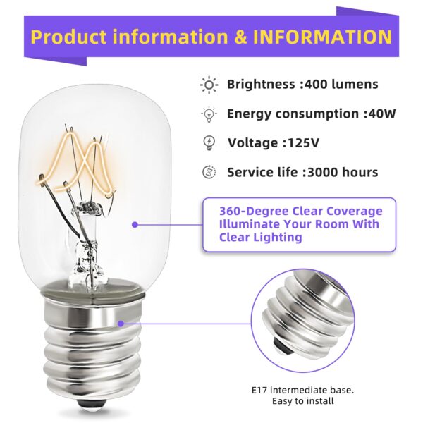 AMI PARTS 8206232A E17 40w 125v Under Hood Microwave Light Bulb - Image 2