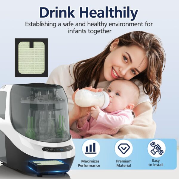 4 Pack HEPA Filter Replacement for Baby Brezza Baby Bottle Washer Pro - Image 6