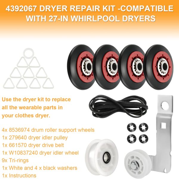 4392067 Dryer Repair Kit W10837240 Idler Pulley fit for Maytag Bravos - Image 3