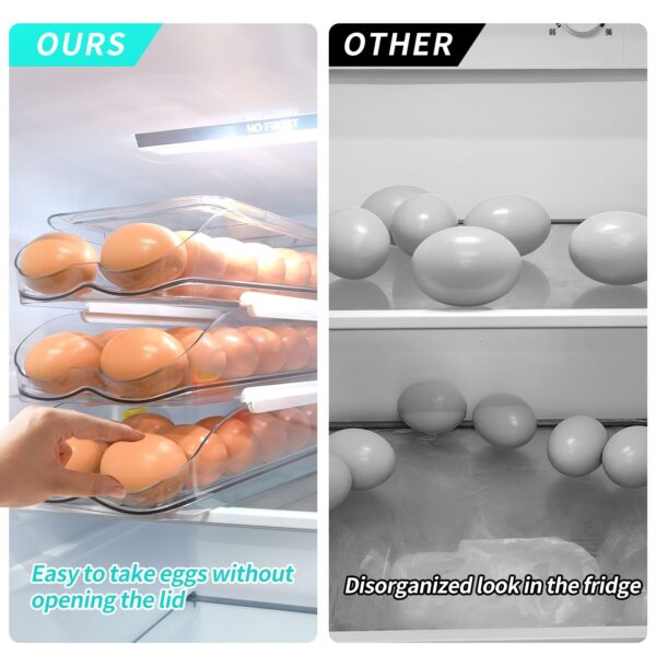 RoskDeewat Egg Holder for Fridge, Automatic Rolling Egg Container -2 Tier - Image 5