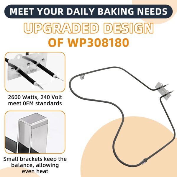 Upgraded WP308180 W10308477 Oven Bake Element Fit for Whirl-Pool - Image 3