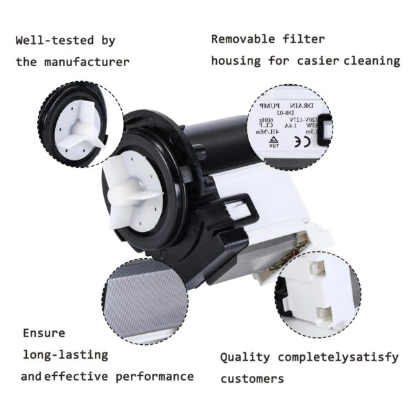 Drain Pump for LG WM2016CW WM3670HVA/HWA WM9000HVA/HWA WM2301HR/HW Washer