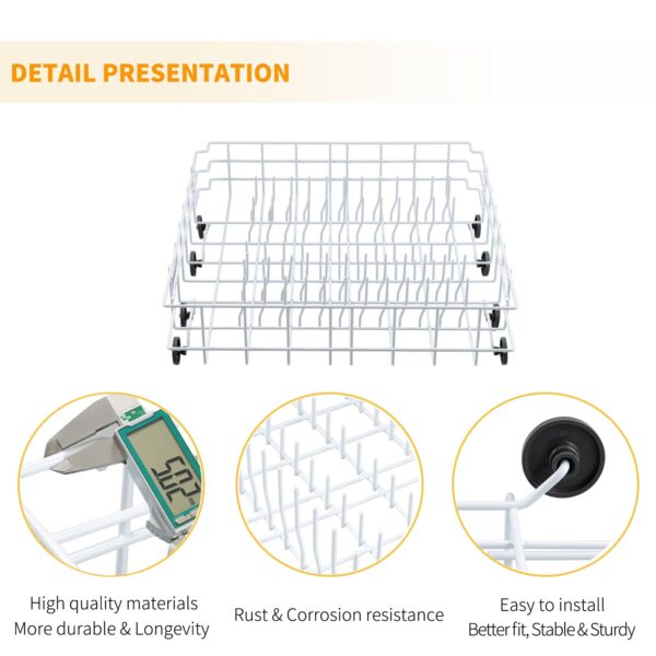 Allstare 808602302 Dishwasher Lower Rack Replacement for Frigidaire Kenmore Dishwasher Parts Lower Dishrack Assembly with 154174501 Wheels 154432602 FDB1050REB0 Dishwasher Bottom Rack -22" x 20.9" - Image 4