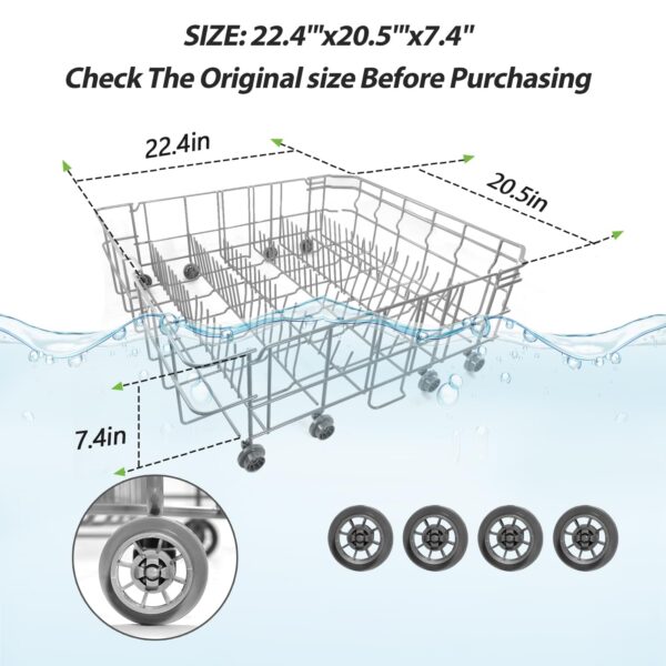 【𝟮𝟬𝟮𝟲 𝙐𝙥𝙜𝙧𝙖𝙙𝙚𝙙】DD82-01384A DD81-02295A Dishwasher Lower DishRack For Samsung Parts Assembly (Exact 22.5'' D* 20.5'' W) Bottom Rack - Helps Restore Smooth Sliding & Stable Dish Loading - Image 3