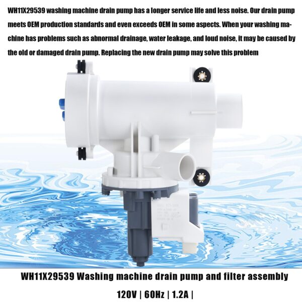 WH11X29539 WH11X39237 Drain Pump & Filter Assembly for GE Washers - Image 5