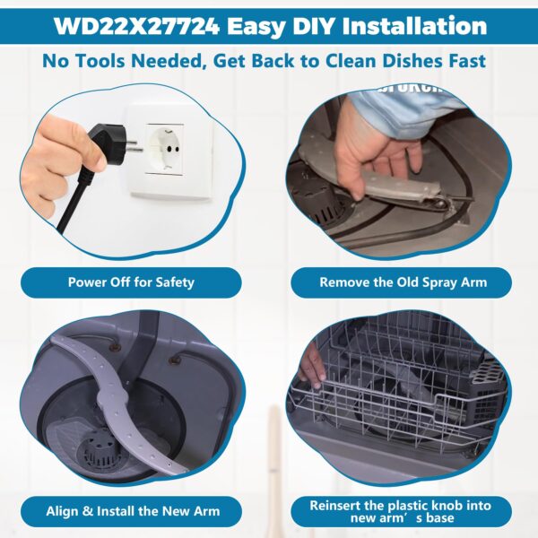 WD22X27724 WD22X33499 Dishwasher Lower Spray Arm Replacement for GE - Image 5