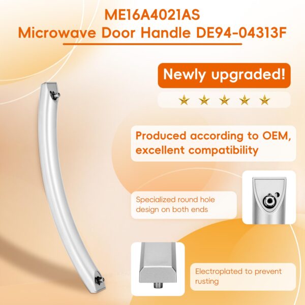 NEW Upgrade ME16A4021AS Microwave Door Handle, Replaces for Samsung DE94-04313F Handle, DE94-04313F Microwave Door Handle, Same as Samsung OEM Microwave Handle (No Screws) - Image 3