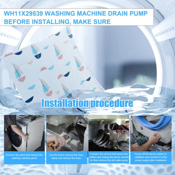 WH11X29539 WH11X39237 Drain Pump & Filter Assembly for GE Washers - Image 4