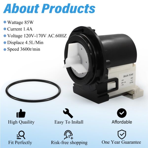 4681EA2001T Washer Drain Pump Motor Compatible with LG and Kenmore Washers - Image 7