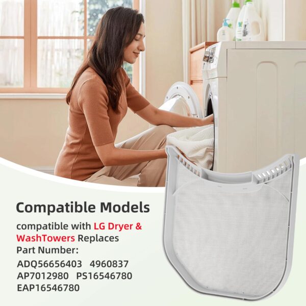 ADQ56656403 Dryer Lint Filter Replacement for LG Dryers & WashTowers, Replace AP7012980 PS16546780 DLEX4000W DLGX4001B DLE3600W DLEX4000B DLGX5501V DLGX4201B DLE3460W,11.2" * 10.9" with Lint Brush - Image 7