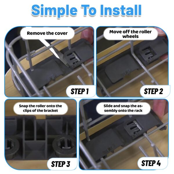 WD28X26099 Dishwasher Lower Rack Replacement for GE Dishwasher Bottom Rack WD28X26099 Bottom Dishrack for GE Dishwasher Parts Rack GDF510PSM0SS GDT535PSM0SS With Silverware Basket And Roller Kit - Image 7