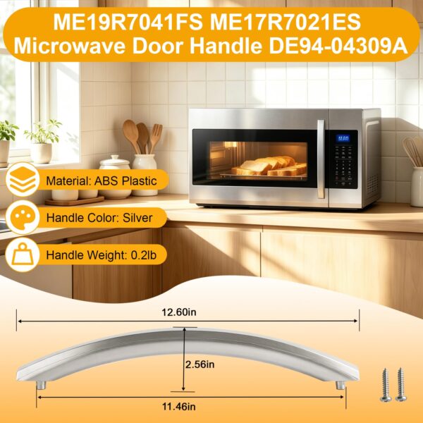 New ME19R7041FS ME17R7021ES Microwave Handle, DE94-04309A Assembly Handle Compitable with Samsung Microwave Oven, Replaces for Samsung Microwave Door Handle ME21R7051SS, Same as OEM Microwave Handle - Image 5
