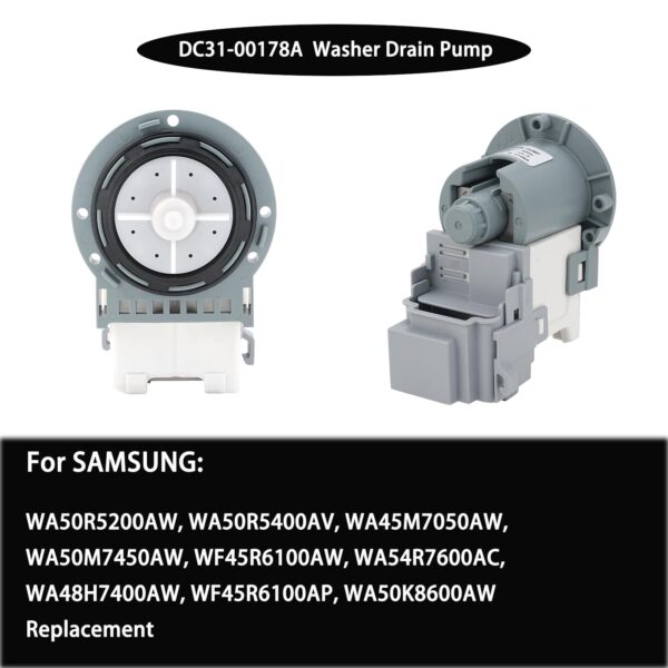 Washer Drain Pump for Samsung WF42H5000AW/A2 WA50R5200AW WF42H5200AW WF45R6100AC/US WF42H5200AP/A2 WA50R5400AV/US WF45T6000AW/A5