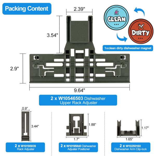 WPW10546503 Upper Rack Adjuster For Kitchenaid Dishwasher Replacement Parts - Image 8