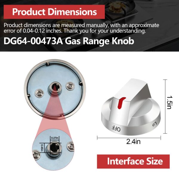 DG64-00473A for Samsung Stove Knob Replacement, with Upgraded Stainless Steel Reinforced, Replacement for Samsung Gas Range/Oven/Stove - Image 5