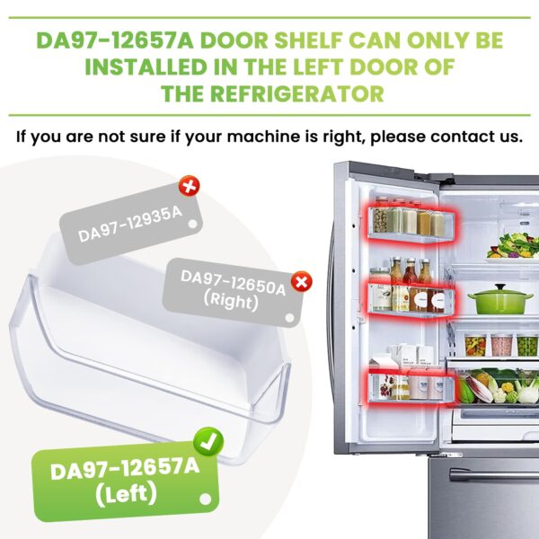 AMI PARTS DA97-12657A (not DA97-12650A) Refrigerator Door Shelf (LEFT) fit for Samsung Refrigerator Parts RF260BEAESR RF261BEAESR RF261BEAESP Replaces AP5621270 DA63-06867 With Cleaning Cloth - Image 6