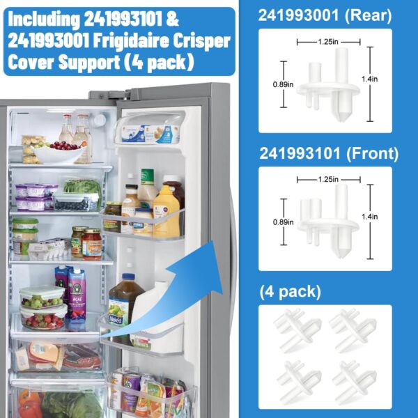 UPGRADED 241969501 Refrigerator Shelf Frame Compatible with Frigidaire Shelf Replacement Parts Crisper Drawer Pan Cover with 241993101 & 241993001 Crisper Cover Support LFSS2612TF0, FFSS2615TS0 Shelf - Image 6