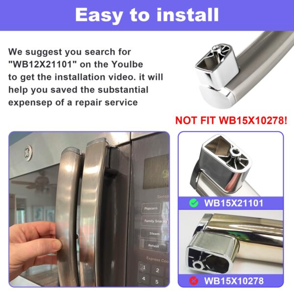 WB15X21101 for GE Microwave Handle Replacement: WB15X21101 Microwave Door Handle for General Electric Microwave JNM3163RJ3SS, PSA9120SF1SS - Upgraded ABS Plastic for Ge Microwave Replacement Parts - Image 4