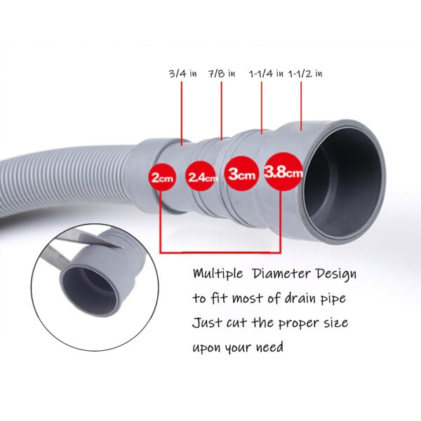 HLMOptimo 6 Feet Universal Dishwasher Drain Hose Extension Kits Corrugated Washer Hose w/ 2 Clamps 1 adapter 1 U-Bend Holder - Image 3