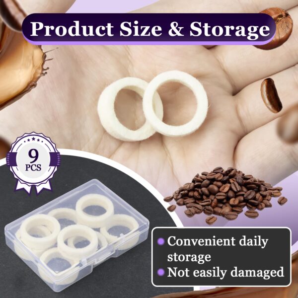 9 Pcs Felt Washer Replacement for Breville Espresso Machine Grinders，Burr Washer Part Compatible with BES870, BES878, BES880, BES980, BES990, BCG600, BCG820，Wool Ring Espresso Machines Accessories - Image 5