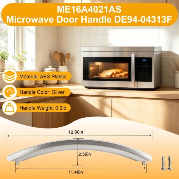 New Upgraded ME16A4021AS Microwave Door Handle, DE94-04313F Assembly Handle Compatible with Samsung ME16A4021AS/AA Microwave, Replaces for Samsung Microwave Door Handle ME16A4021AS, Same as OEM Handle - Image 5