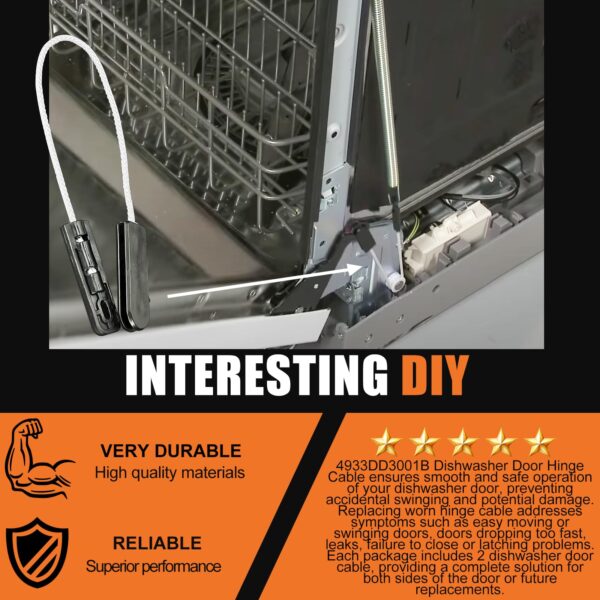 4933DD3001B Dishwasher Door Hinge Cable Assembly for LG Dishwasher - Image 3