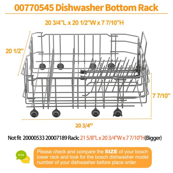 Upgraded 00770545 20007749 Dishwasher Lower Rack Replacement for Bosch Dishwasher Rack SHX3AR75UC SHE3ARF5UC Bottom Rack Bosch Thermador Dishwasher Parts Ascenta 100 Series Dish Rack Basket Drawer - Image 3