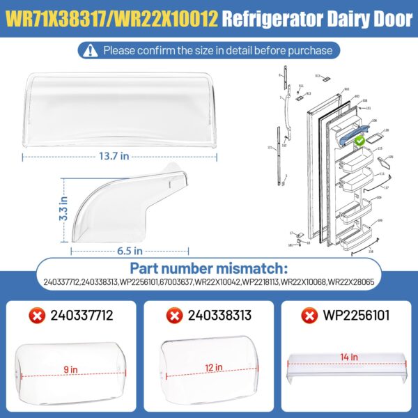 WR22X10012 WR71X38317 Refrigerator Dairy Door Compatible With Hotpoint GE - Image 3
