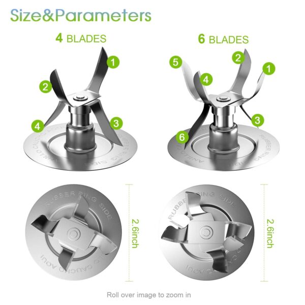 8-Piece Blender Replacement Parts Kit Compatible with Oster & Osterizer – 4-Point Blade, Base Cap, Gaskets & Coupler Pin – Fits 5 & 6 Cup Jars – Not for In2uitive Series - Image 6
