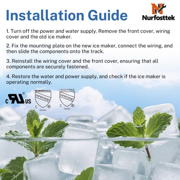 Nurfosttek 2198597 Ice Maker, 185W 115V 60Hz, Fit for Whirlpool, Maytag - Image 7