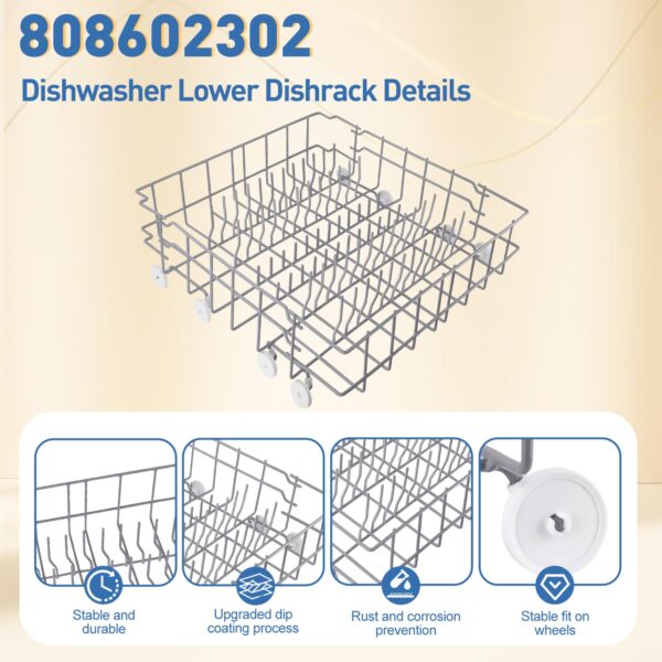 808602302 Dishwasher Lower Rack Replacement for frigidaire dishwasher - Image 6