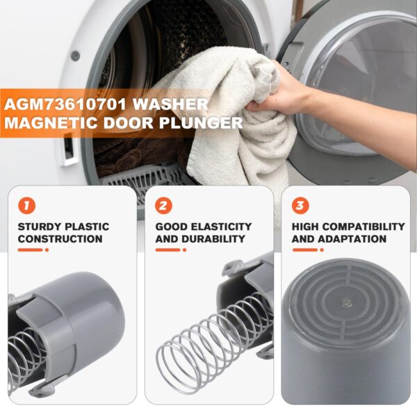 【𝟮𝟬𝟮𝟲 𝗨𝗽𝗴𝗿𝗮𝗱𝗲𝗱】 AGM73610701 Washer Magnetic Door Plunger Replacement Part for LG wm3050 wm3170cw wm8000ha wm3770 wm3670hwa Kenmore elite washer parts 796.4148 and more models by Beaquicy - Image 4