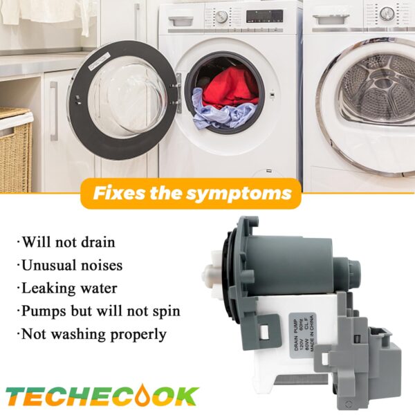 New DC31-00054D PX3516-01 DC31-00187A Washer Drain Pump Motor by Techecook - Replacement for Samsung Washing Machine - Replaces px3516-01 DC31-00178D DC97-20621A 2754406 AP5583541 PS4204640 EAP4204640 - Image 5