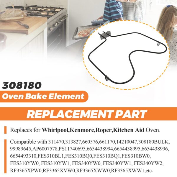 【UPGRADED】WP308180 W10308477 Oven Bake Element Replacement for Whirlpool Oven Heating Element WP308180 by Beaquicy - Suitable for Kenmore,Whirlpool ovens RF366PXXN2,FEP310EN0,RF365PXYN0,RF327PXVW,etc. - Image 2