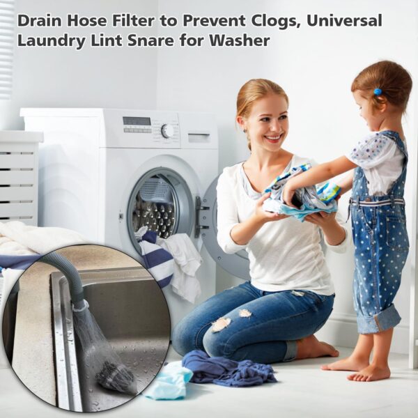 100 Pack Washing Machine Hose Lint Traps with Cable Ties, Drain Filter Bags - Image 3