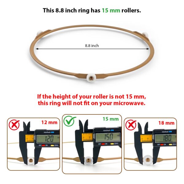 Microwave Turntable Ring Replacement, 8.7 Inch Roller Ring with 15mm Rollers for Glass Tray Support, Measure Original Ring Before Ordering - Image 5