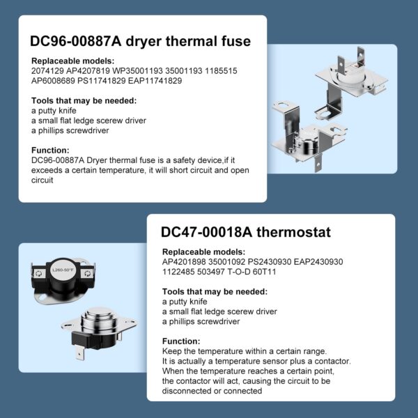 DC97-14486A Heating Element Dryer Replacement Compatible with Samsung dryer - Image 3