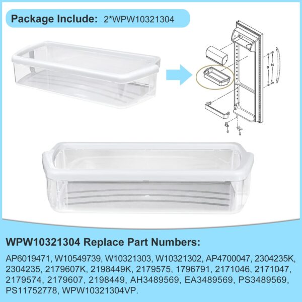 [2 PACK]W10321304 Refrigerator Door Shelf Replacement Compatible with Whirlpool Fridge Door Bin WRS325FDAM01, WRS325FDAM02, WRS325FDAM04, ED5FVGXWS07 - Replace WPW10321304,AP6019471, 2179574, 2179575 - Image 3
