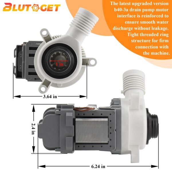 2026 UPGRADE W10276397 Washer Drain Pump by Blutoget -FIT for Whirlpool kenmore May.tag Washer- B40-3A drain pump Replacement for LP397 1874334 AP6018417 PS11751719 EAP11751719-10 Years WARRANTY - Image 7