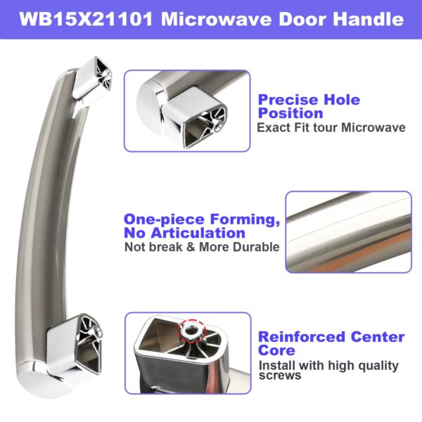 WB15X21101 for GE Microwave Handle Replacement: WB15X21101 Microwave Door Handle for General Electric Microwave JNM3163RJ3SS, PSA9120SF1SS - Upgraded ABS Plastic for Ge Microwave Replacement Parts - Image 3