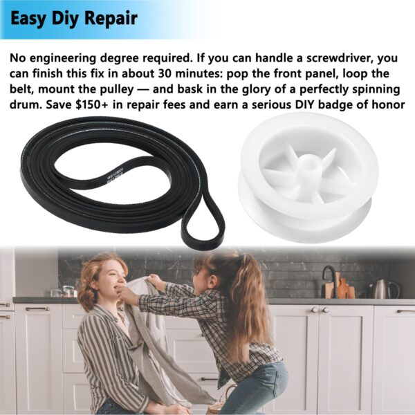 WE03X31620 Dryer Idler Pulley & WE03X29897 Dryer Belt Replacement Kit - Image 4