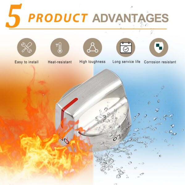 Stainless Steel 5304509064 5304509929 Stove Knob Replacement for Frigidaire Gallery Gas Stove Knobs FGGF3036TFA GCRG3060AFC Range Cooktop Knobs Parts Frigidaire Oven Burner Control Knobs Metal Silver - Image 6