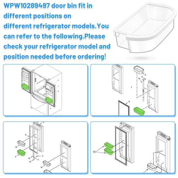 UPGRADED WPW10289497 Refrigerator Door Bin Replacement Compatible with Whirlpool Refrigerator Door Shelf Bin W10289497 WRF535SMBM00 WRF535SWHV WRF535SWHZ KRFF305ESS KitchenAid Kenmore Door Shelf - Image 5