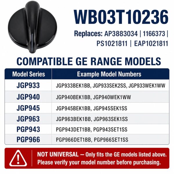 4Pcs WB03T10236 Burner Control Knob, Gas Cooktop Knobs Black for GE Range/Cooktop/Stove, Not Universal - Image 5