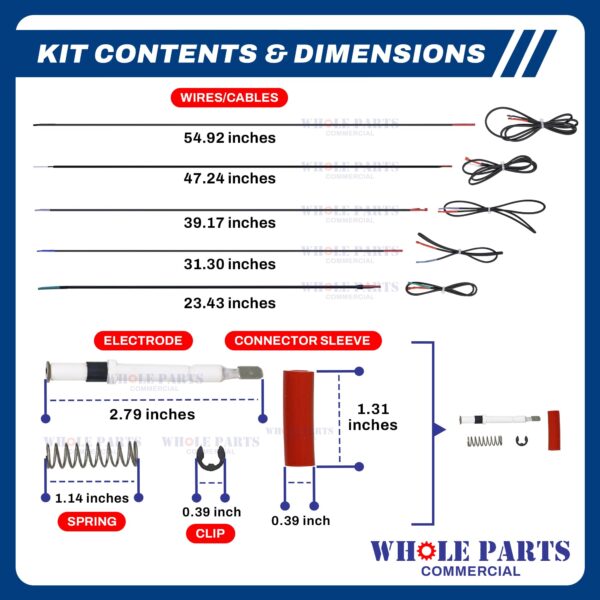 Whole Parts Upgraded Commercial Oven Top Burner Electrode Kit Part# 814883 - Image 7
