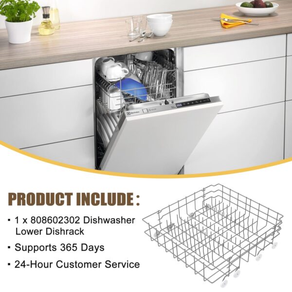 UPGRADED 808602302 5304535768 Dishwasher Lower Rack Replacement Compatible with Frigidaire,Kenmore Dishwasher Rack Parts with 154174501 Wheels Replace 154432602 154432601 154319706 Dishwasher Racks - Image 7