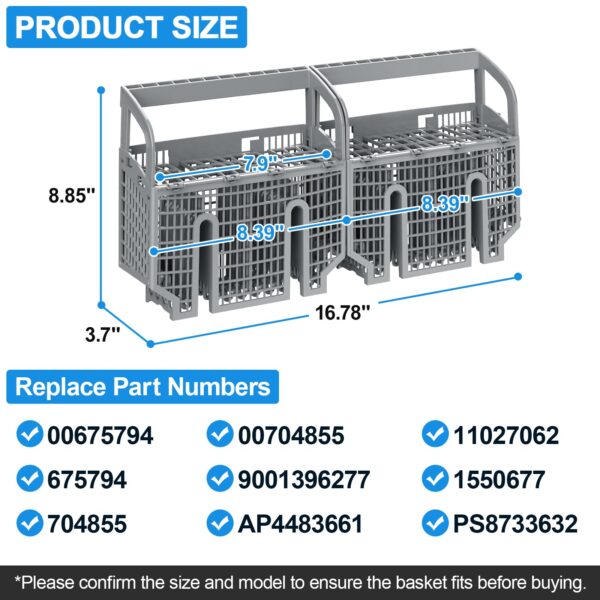 00675794 Cutlery Basket For Bosch Dishwasher Silverware Basket 675794,Gray - Image 7