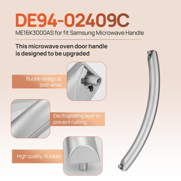 Microwave Oven Door Handle Compatible with Samsung ME16K3000AS SMH1611SE - Image 5